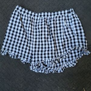 Black and White Checkered Ruffle Shorts